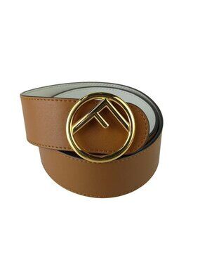 Fendi Belt F's Brown Leather Reversible Gold